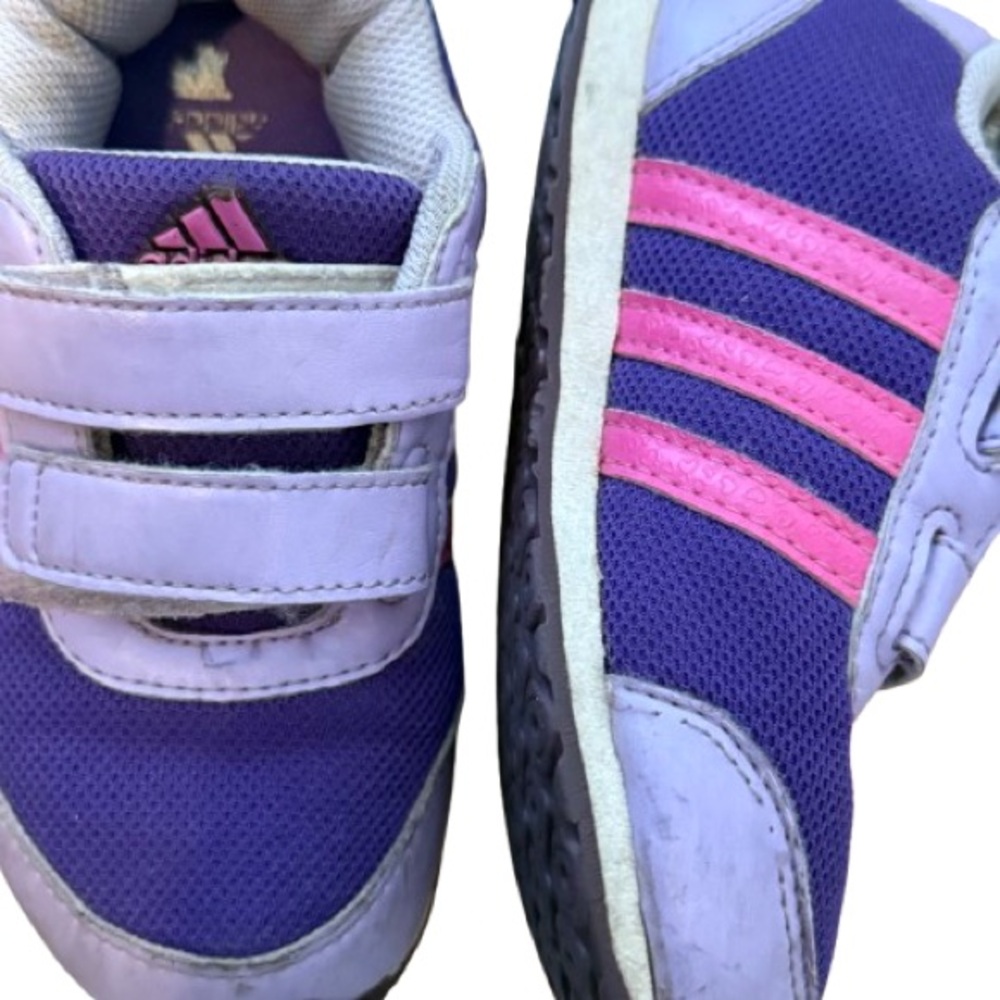 Adidas Girls Purple Pink Velcro Sneakers Size 9 Toddler Athletic - Picture 2 of 10